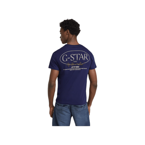 G Star Crew Circle Back Graphic R T Imperial Blue