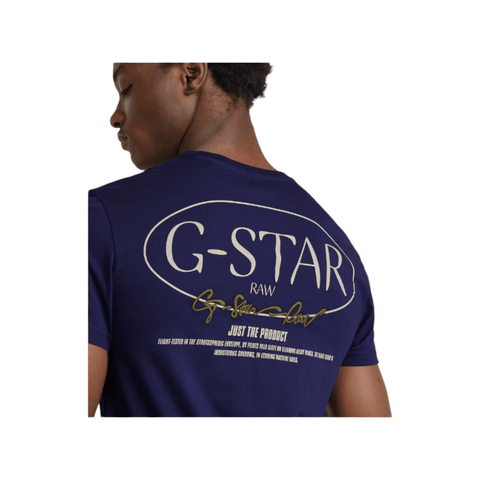 G Star Crew Circle Back Graphic R T Imperial Blue