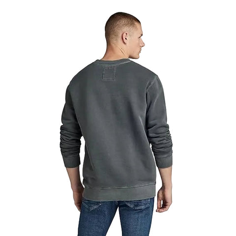 G Star Sweater Distressed Logo Grey