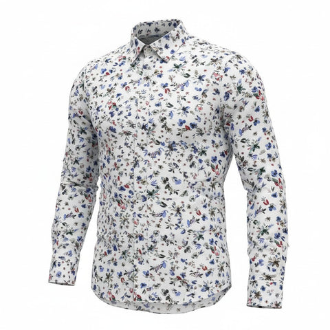 Jonathan D Long-Sleeve Peak Floral White Shirt