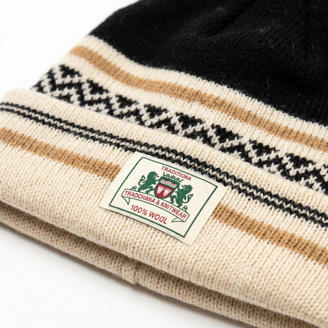 Strachan Zigzag Black And Tan Beanie