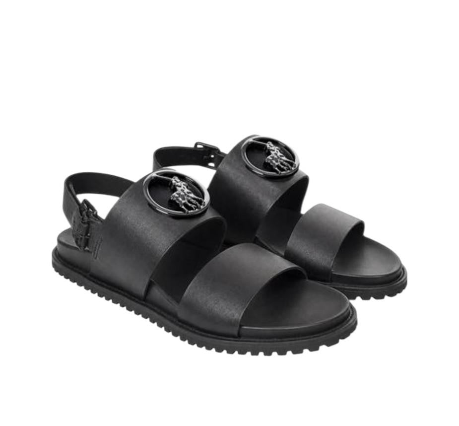 Polo Sandals Mens Moulded Leather Trim Black