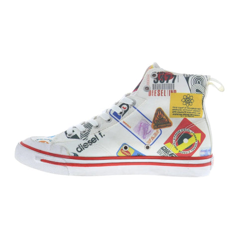 Diesel S-Athos Mid Printed Lifestyle Sneakers | White High-Top