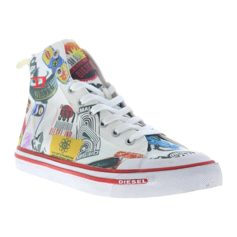 Diesel S-Athos Mid Printed Lifestyle Sneakers | White High-Top