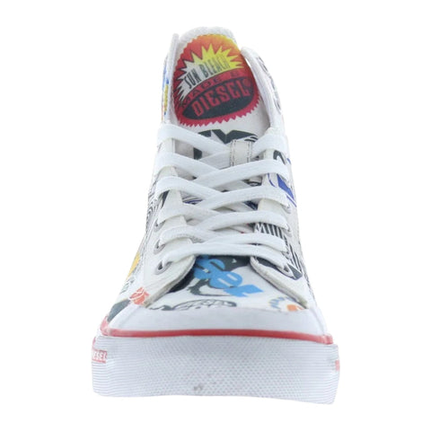 Diesel S-Athos Mid Printed Lifestyle Sneakers | White High-Top