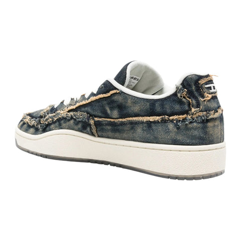 Diesel S-Tracker-D Low Sneakers – Blue Frayed Denim with Transparent Sole
