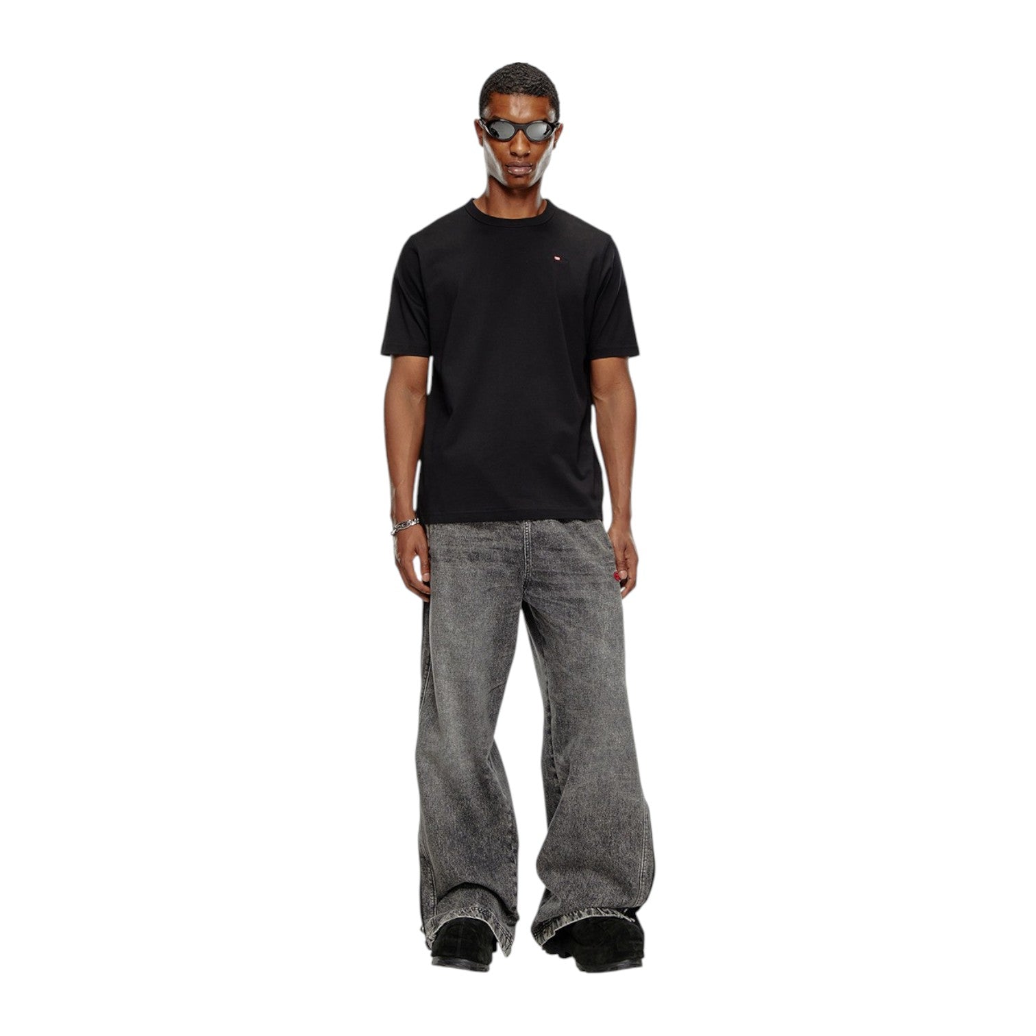 Diesel T-Shirt Micro-Embroidered Logo - Black