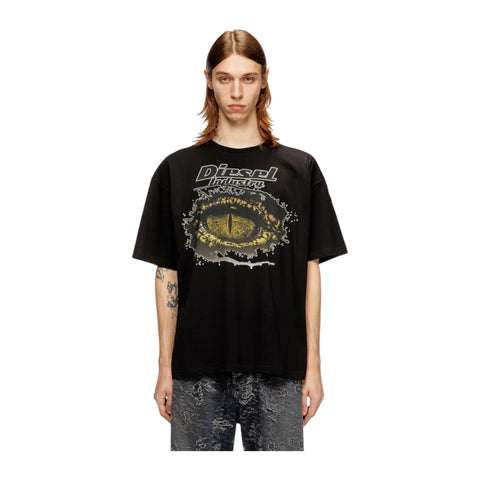 Diesel T-Boxt T25 Black Maglietta T-Shirt – Cotton Graphic Logo Tee
