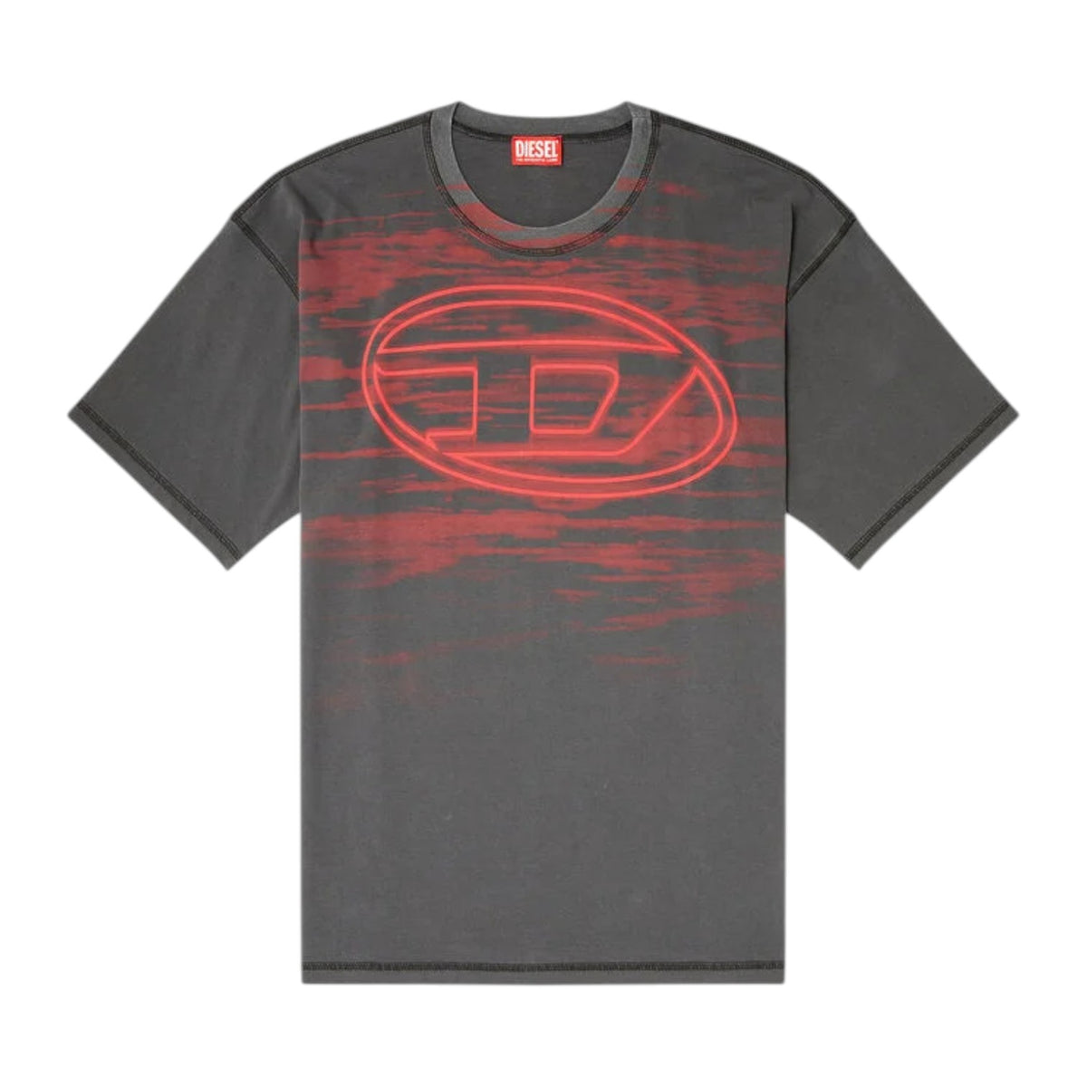 Diesel T-Boxt-T5 Charcoal Grey T-Shirt – Relaxed Fit Oval D Logo