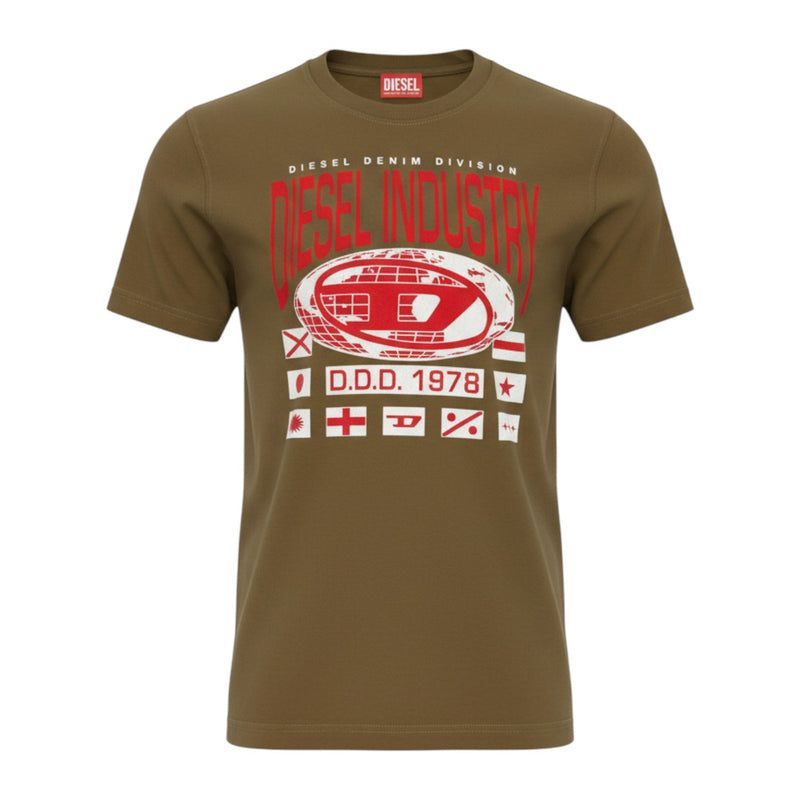 Diesel T-Shirt T-Diegor L8 Diesel Industry Print Green
