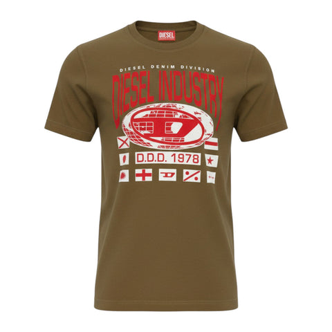 Diesel T-Shirt T-Diegor L8 Diesel Industry Print Green