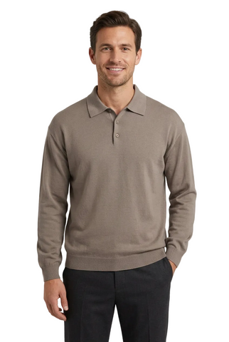 Pringle Long-Sleeve Golfer 3 Button Fawn