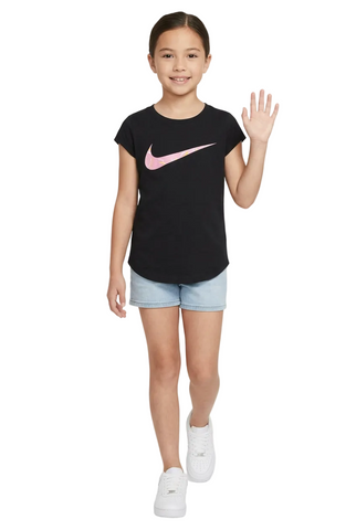 Nike Girls T-Shirt Swoosh Pairs Black/Pink