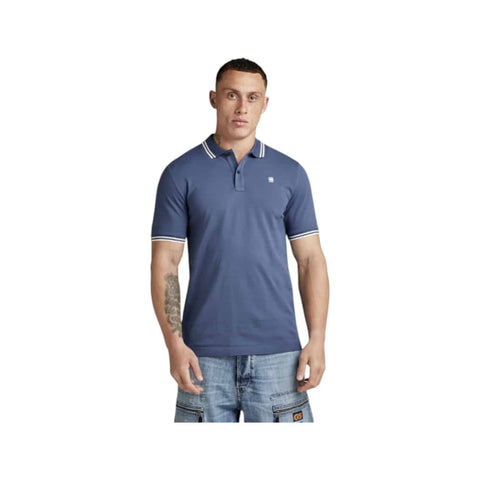 G Star Golfer Dunda Slim Stripe Polo S/S Avio Blue
