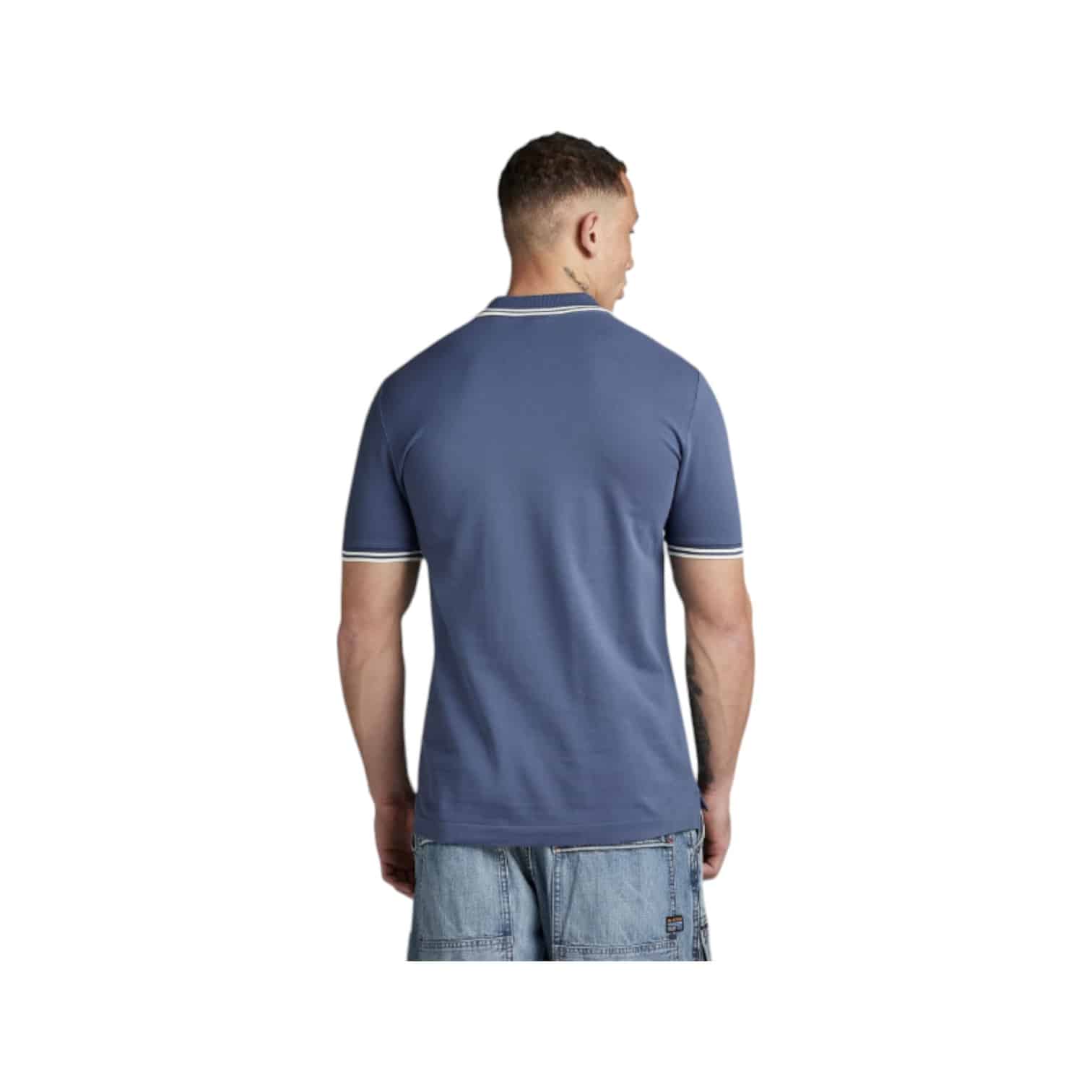 G Star Golfer Dunda Slim Stripe Polo S/S Avio Blue
