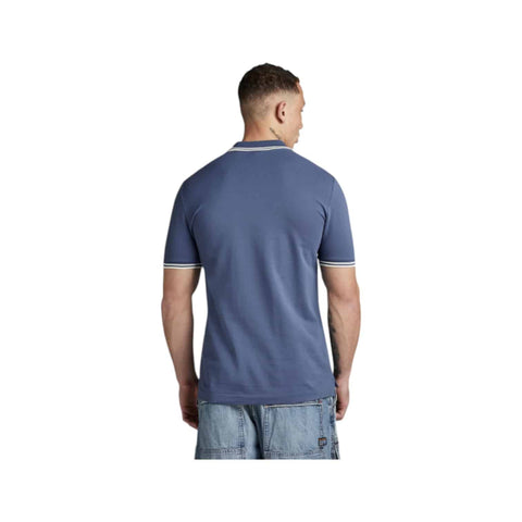 G Star Golfer Dunda Slim Stripe Polo S/S Avio Blue