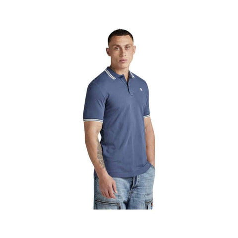 G Star Golfer Dunda Slim Stripe Polo S/S Avio Blue