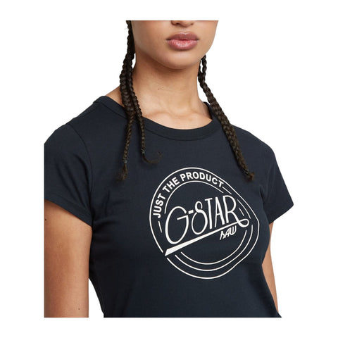 G-Star Large Logo Top – Salute Blue | Women’s Statement Graphic Tee