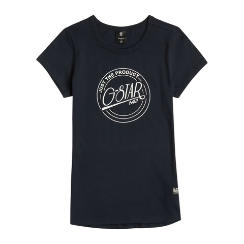 G-Star Large Logo Top – Salute Blue | Women’s Statement Graphic Tee