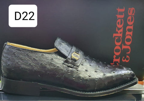 Crockett & Jones Leather Ostrich Black