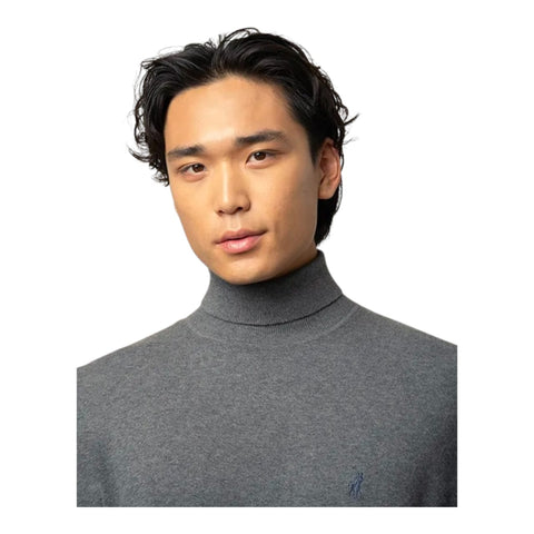 Polo Mens Long Sleeve poloneck Knitwear - Grey Melange