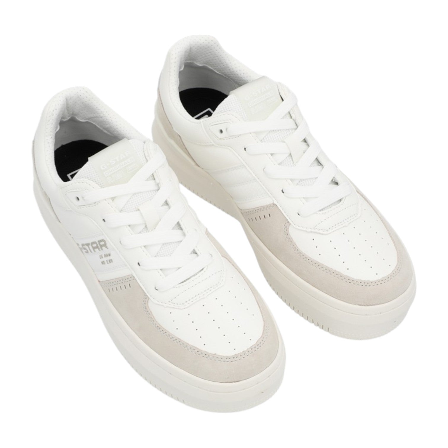 G Star Ladies Eve Basic Leather Sneakers - White/Silver