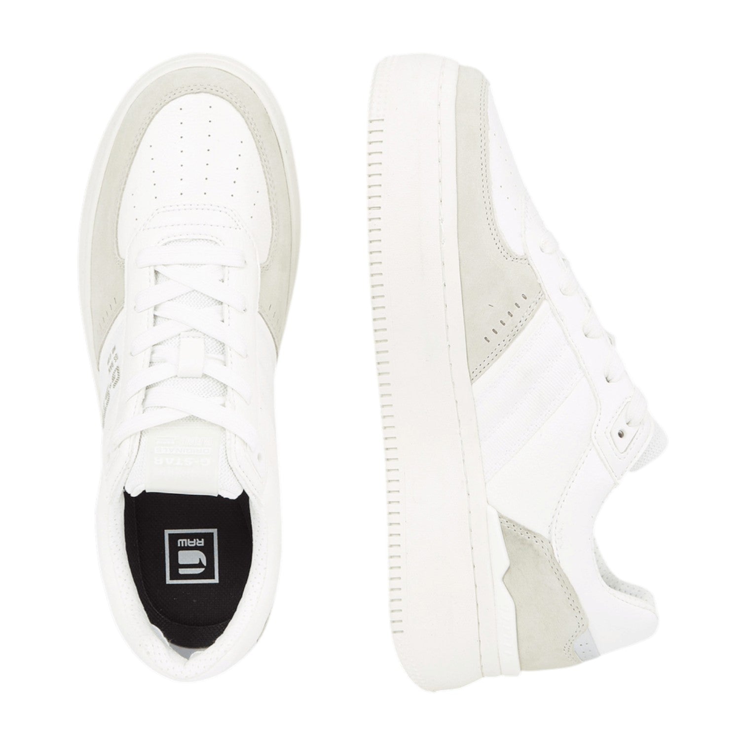G Star Ladies Eve Basic Leather Sneakers - White/Silver