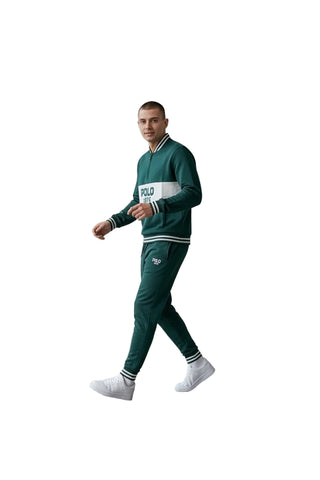 Polo Tracksuit Mens Sew & Cut Sweat Top & Jogger Green