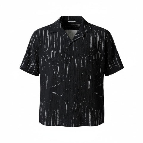 Jonathan D Button Up Shirt Massari Crinkle Black