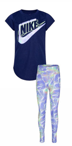 Nike Girls Legging Set Dream Chaser Navy And Lilac