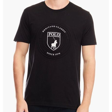 Polo T-Shirt Embossed Crest Black