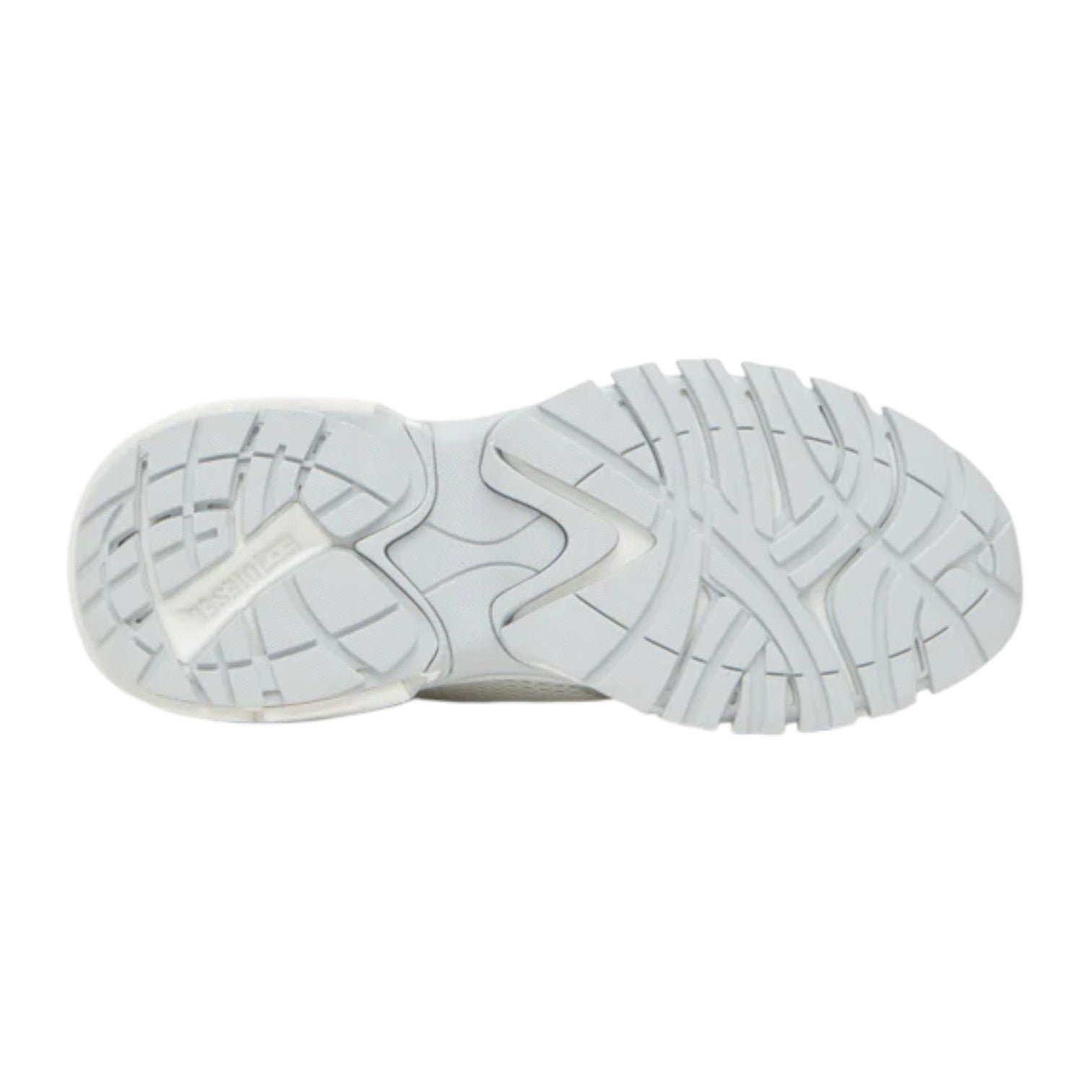 Diesel S-Pro-V-Dense Metallic Mesh Women’s Sneakers – White/Silver Oval D Logo