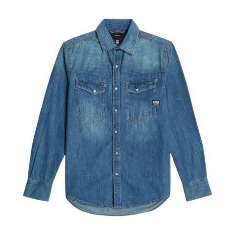 G Star Shirt Mens Slim Long Sleeve Dakota Faded Denim