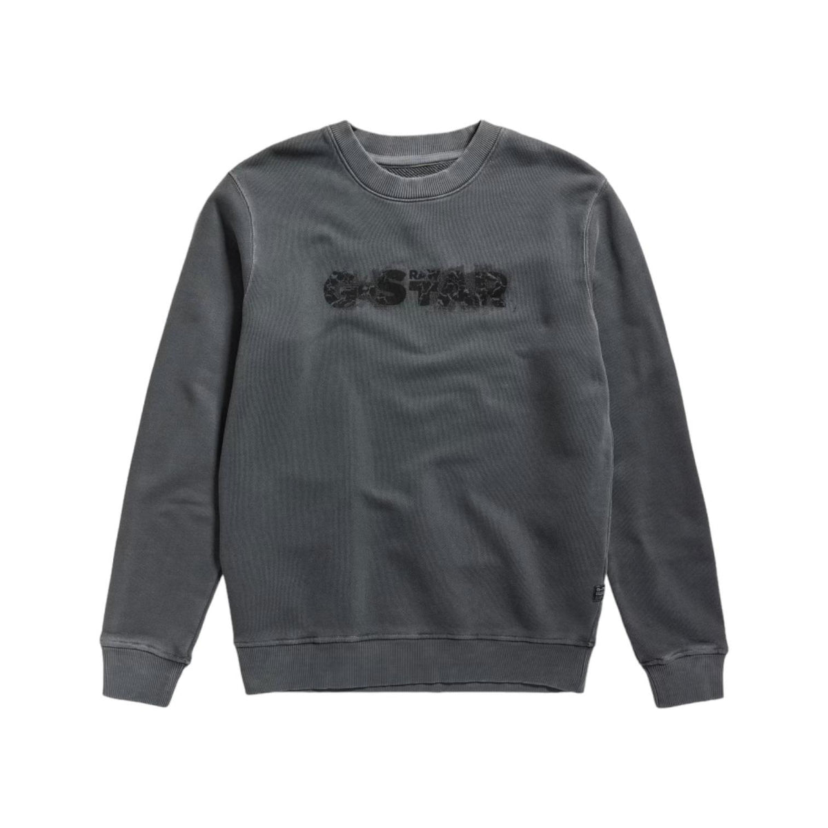 G Star Sweater Distressed Logo Grey