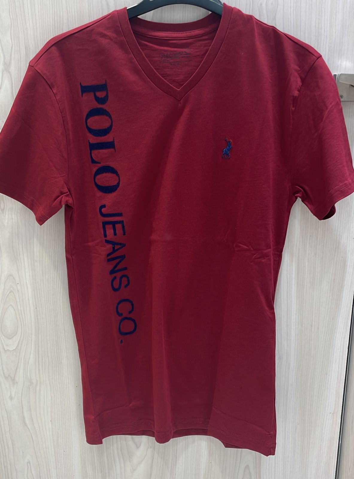 Polo T-Shirt Mens V-Neck Pjc Flock Burgandy