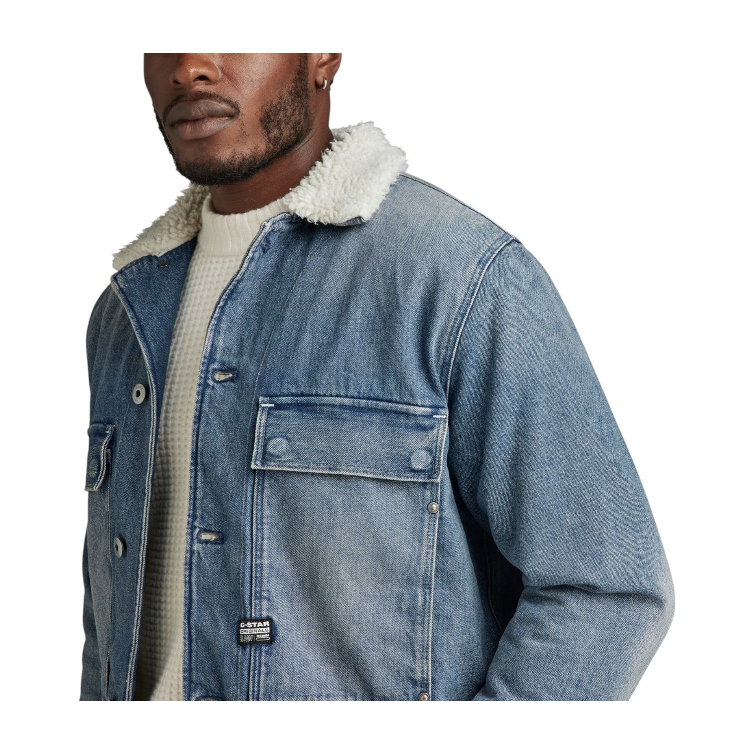 G Star Utility Flap Pocket Sherpa Jacket - Med Blue