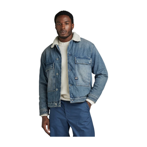G Star Utility Flap Pocket Sherpa Jacket - Med Blue