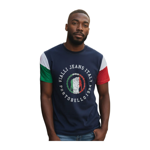 Vialli Lucas Navy Logo T-Shirt