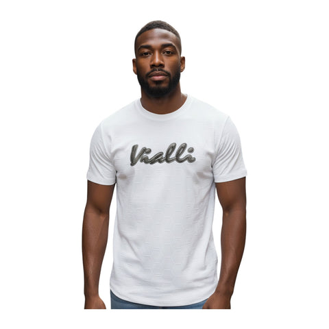 Vialli Lectra Textured Logo T-Shirt | Off-White