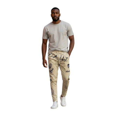 Vialli Kindob Graphic Jeans | Cream – Slim Fit Streetwear Denim