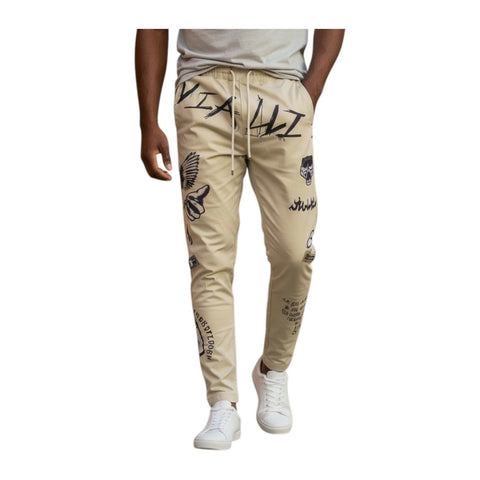 Vialli Kindob Graphic Jeans | Cream – Slim Fit Streetwear Denim