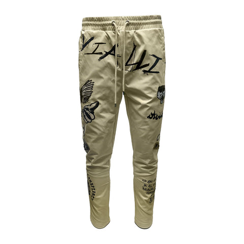 Vialli Kindob Graphic Jeans | Cream – Slim Fit Streetwear Denim