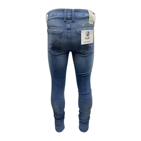 Vialli Scheletrico Ripped Skinny Jeans Jingachi Washed Blue
