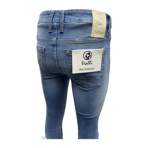 Vialli Scheletrico Ripped Skinny Jeans Jingachi Washed Blue