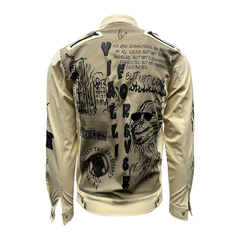 Vialli Kindot Jacket | Cream – Graphic Streetwear Button-Up Jacket