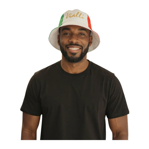 Vialli Depakio Bucket Hat White/Red/Green – Stylish Summer Streetwear Hat
