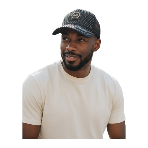 Vialli Caps Jemm Black Hat – Luxury Studded Mesh Streetwear Cap