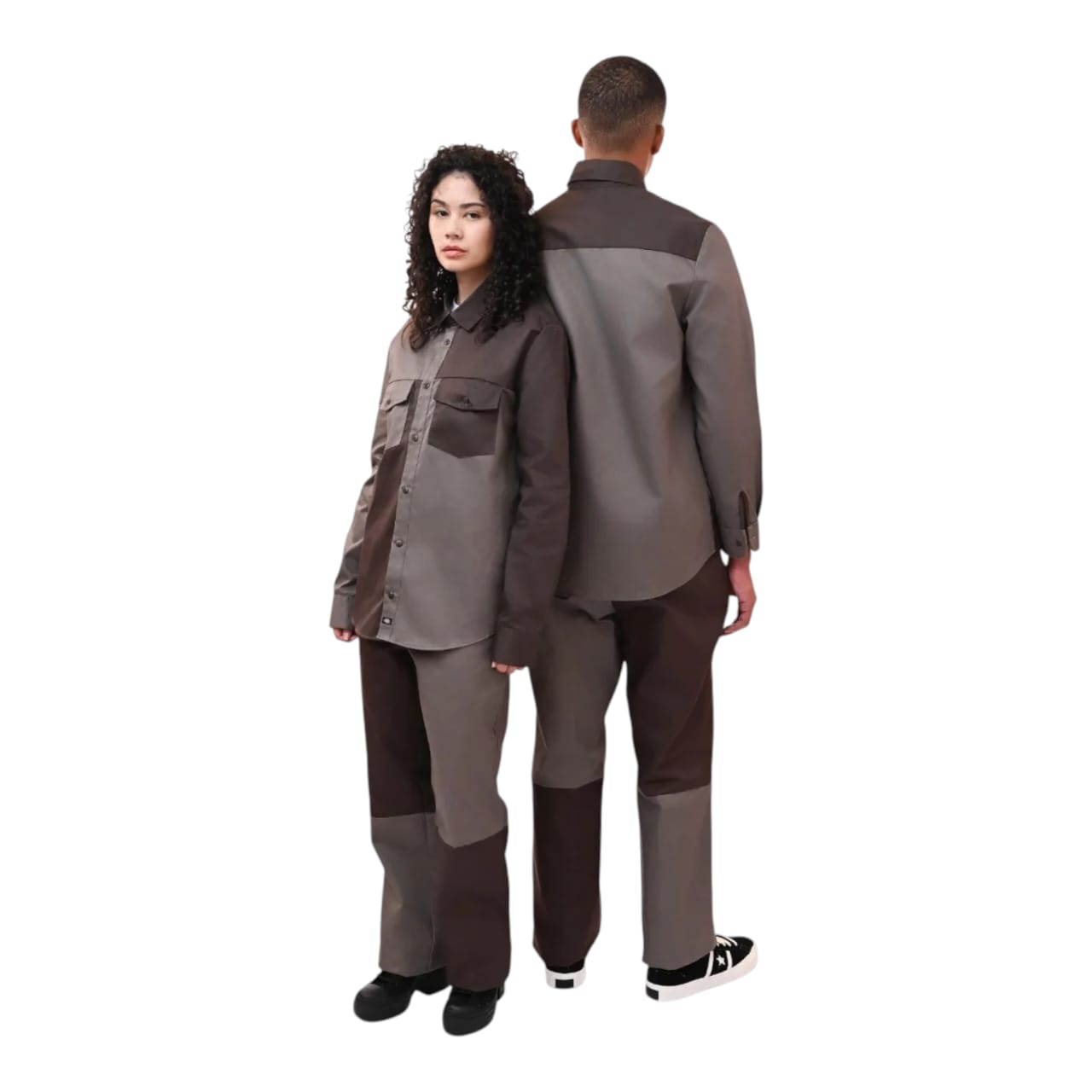 Dickies Shirt 847 Brooklyn Colour Block - Choc/Taupe