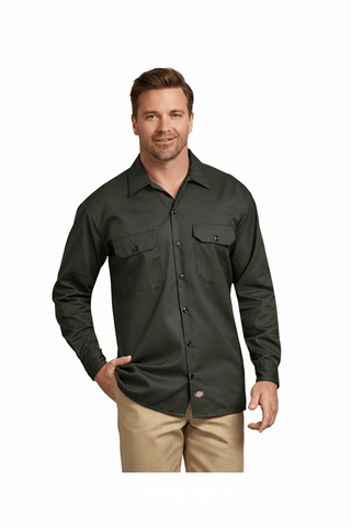 Dickies Men's Long Sleeve Work Shirt – Olive Green