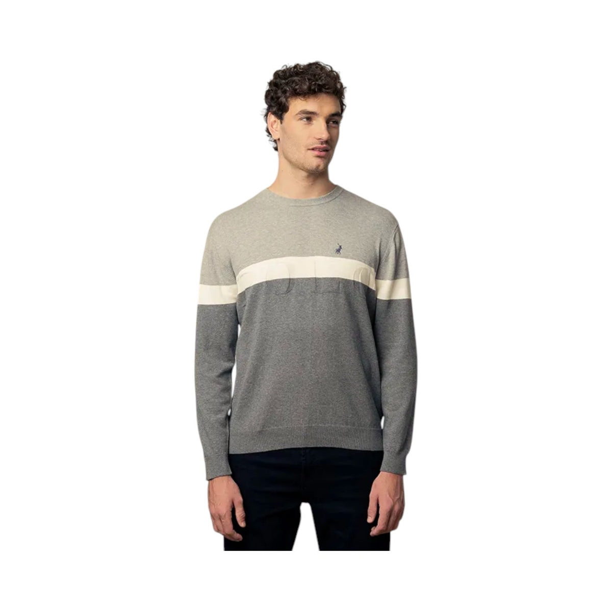 Polo Knitwear Colour Block Grey Melange